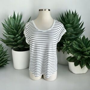 Maurices Striped Grommet Shoulder Scoop Neck Tee